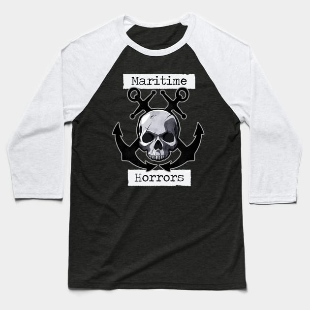 Maritime Horrors Logo Baseball T-Shirt by dragonrise_studio